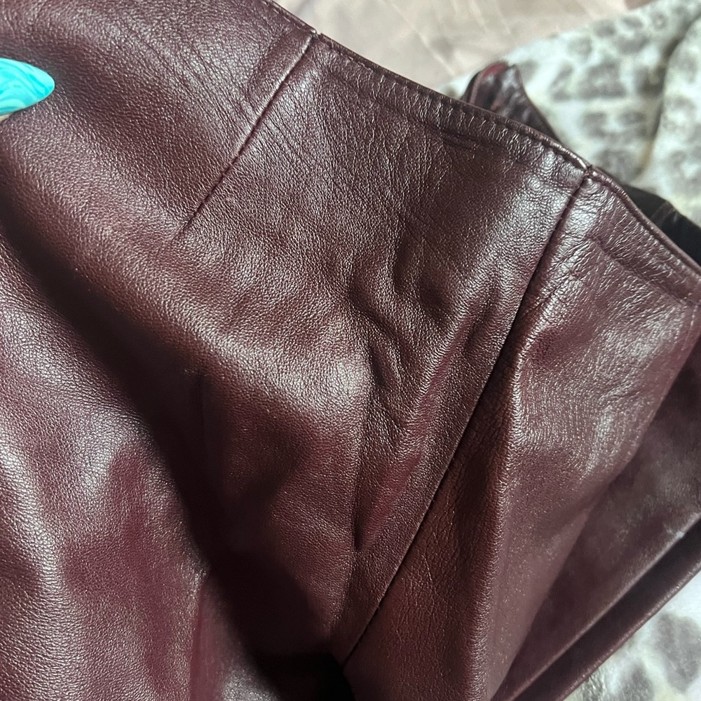 ❤️BURGUNDY-MODA INTERNATIONAL LAMBS LEATHER PANTS IN BURGUNDY OR OX BLOOD❤️XS - Picture 8 of 12